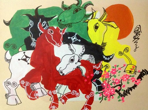 The Goat in paintings by Le Tri Dung - ảnh 2